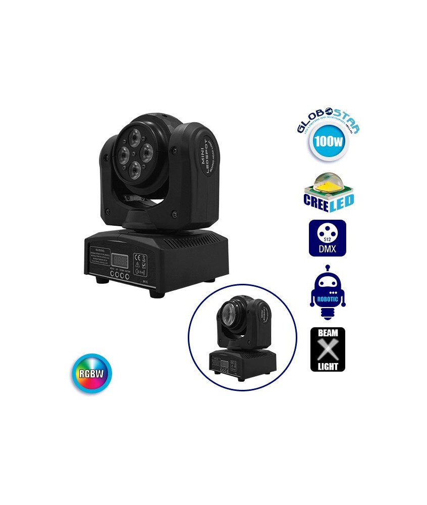 Επαγγελματική Κινούμενη Ρομποτική Διπλή Κεφαλή Beam CREE LED 10W & SPOT 4x10W 230V DMX512 RGBW GloboStar 51136